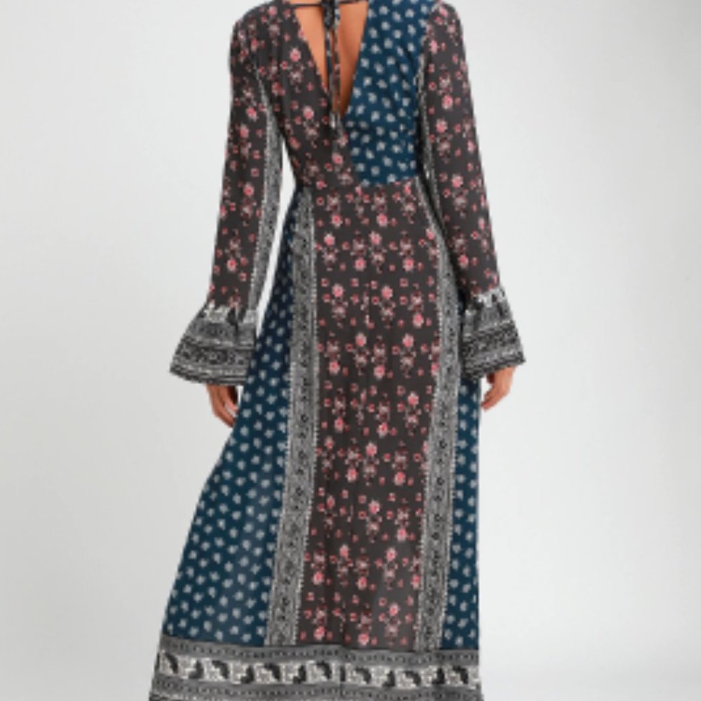 Sold👗Clover Blue Print Long Sleeve Maxi M NWT - Picture 8 of 8